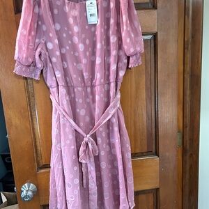NY Collection Blush Polka Dot Dress